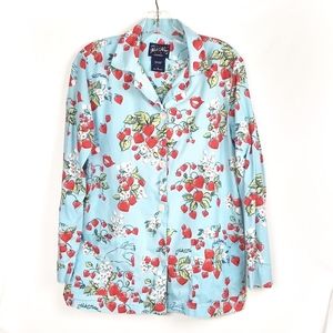 Nick & Nora Pajama Top Shirt Small Strawberries